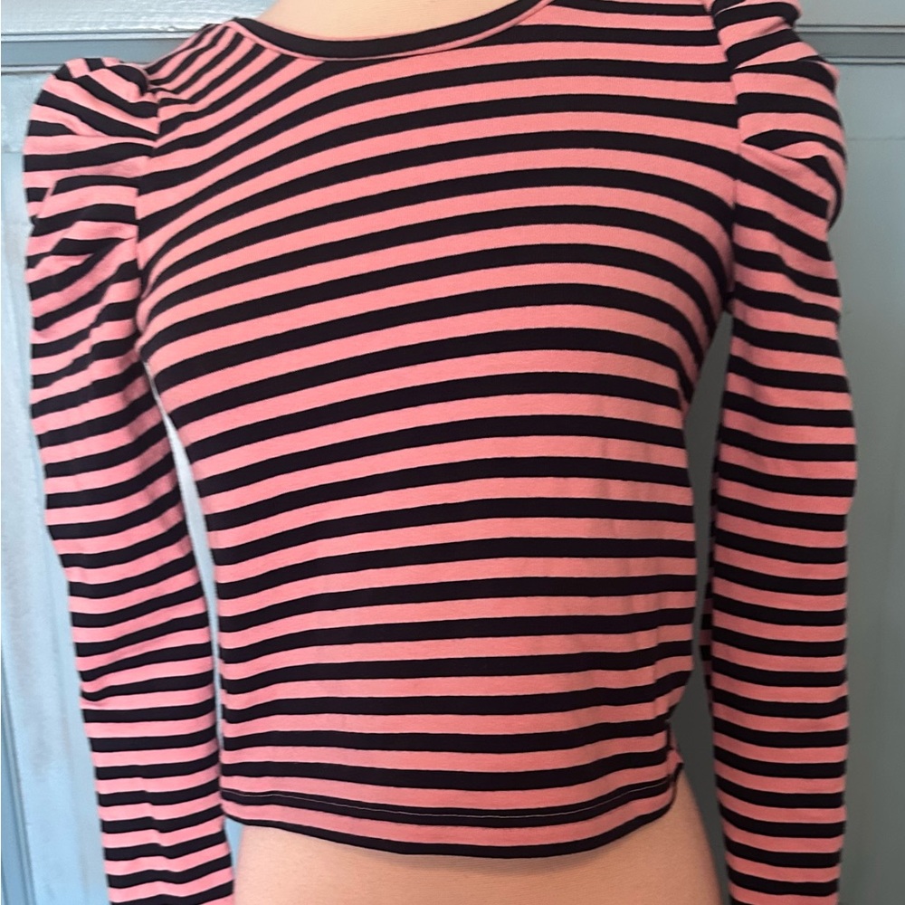 Rebecca Minkoff Pink and Blue Puff Sleeve Blouse